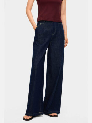 High-Waisted Wash Cotton Wide-Leg Jeans