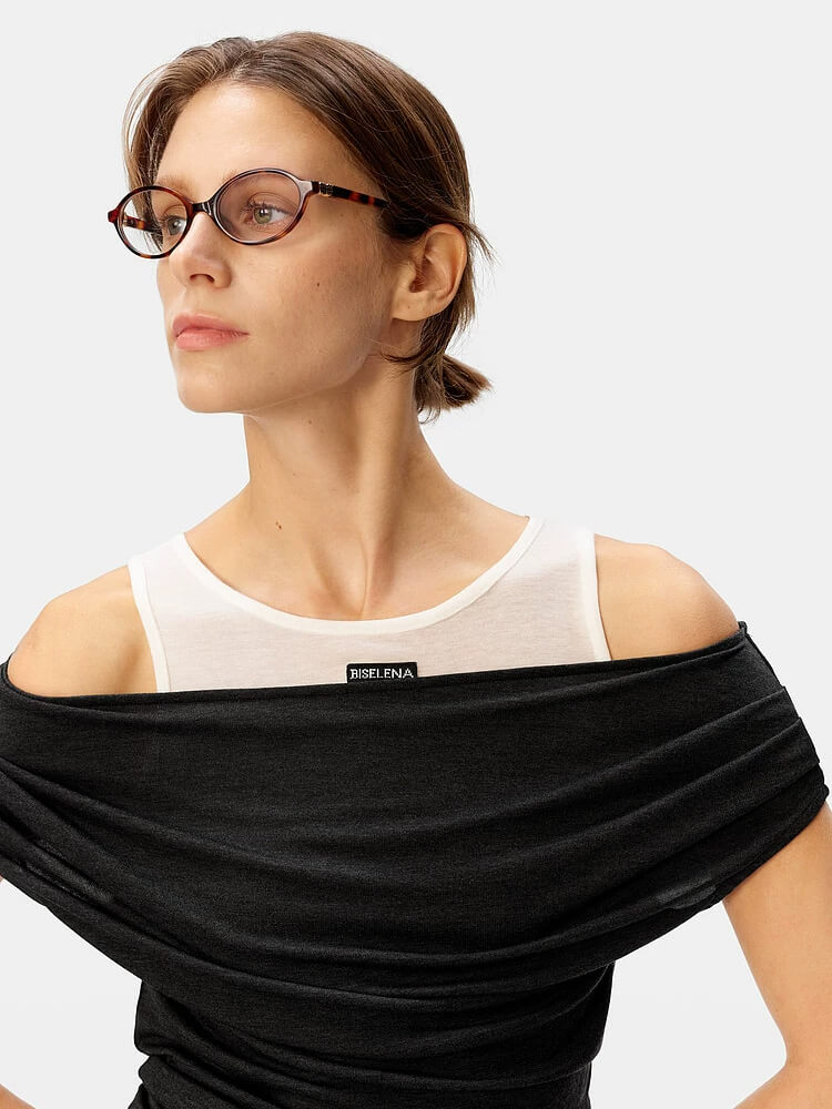 Two-Tone Asymmetric Layered Sleeveless Top - Image 3
